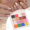 Nail Glitter 16 färger Solid Powder Nail Art Gradient Pigment Set Ombre Mirror Chrome Nail Glitter Macaron Shimmer Manikyr Dekor Dust SAS100 230705