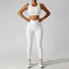 Yoga-outfits 2-delig naadloos dames trainingspak yoga-set hardlooptraining sportkleding gymkleding fitnessbeha hoge taille legging sportpak