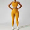 Outfits 2 Pieces Seamless Women Tracksuit Yoga Set Running Workout Sportswear Gym Clothes Fiess Bra High Waist Leggings Sports Suit