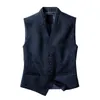 Men's Vests Men'S Vest Navy Blue SingleBreasted Waistcoat Sleeveless Jacket Slim Fitted Male Clothing Groom Wedding Elegant Dress Blazer 230705