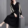 Casual Dresses With Long Sleeves Autumn Stitching Simple And Elegant Formal Dress Sets Korean Style Clothes For Women Trendyol Robe