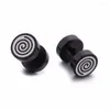 Stud Earrings Stainless Steel Double Sided Round Bolt For Men Women Punk Spiral Grain Black Female Male