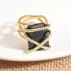 Statement Ring for Women 20mm*15mm Black CZ Twist Design Gold Plated Twist Ring Jewelry