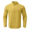 T-shirts voor heren Turn Down Collar Shirt Long Tops Button Sleeve Casual Solid Men Basketball