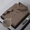 Męskie koszulki polo Minglu bezszwowe letnie koszulki Polo luksusowe wysoka elastyczność z krótkim rękawem drukowane Business Casual męskie koszulki Man Tees