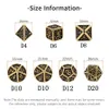 2023 nuovo stile 7pcs pietre preziose poliedriche sciolte set di dadi Dungeons Dragons set di dadi in metallo giochi DND dadi RPG personalizzati 8 colori all'ingrosso