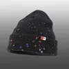 Ball Caps 2023 Fall Hand Painted Knitted Hat High Street Colored Splash Ink For Men Retro Warm Casual