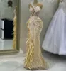 2023 ASO ASO EBI Champagne Mermaid Prom Dress Freath Learls Evening Party Second Sectree Orvidence Dongragement Dression ZJ434