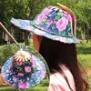 Sombreros de ala ancha Sombrero para viajar Ventilador plegable de bambú Plegable de mano Verano Playa Adulto Dama Gorras