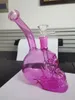 Bong d'acqua in vetro con teschio rosa Dab Rigs Narghilè Downstem Perc Pipa ad acqua in vetro Dab Rigs con ciotola da 14 mm