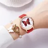 Relojes de pulsera SMVPTemperament Moda Cinturón simple Reloj de mujer Patrón de mariposa Diamante de imitación Cuarzo Vasos Casual Mujer