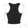 2023-lato kobiety t-shirty krótki Top seksowny projektant marki Sport ramię czarny biały Tank Casual bez rękawów, bez pleców koszulki