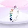 Anéis de casamento coloridos anéis de zircônia cúbica de luxo anéis de dedo para mulheres adolescentes design original festa casamento jóias cor prata 230706