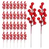 Kwiaty ozdobne 30 szt. Miniatura Dekoracja Sztuczne jagody Łodygi Symulacja Gałąź Choinka Gałęzie Plastikowe kostki Czerwona jagoda