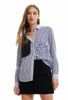 Damesblouses Spaanse retro geruite damesoverhemd met kralen, losjes, casual, lange mouwen, gestikte print