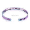 Bracelete que ela acreditou em bacalhau, assim como pulseira para mulheres, homens, carta, chapéu de bacharel, pulseira aberta, inspiradora, drop delivery Dh89T