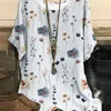 Camicette da donna T-shirt con scollo a V con stampa floreale estiva elegante Top Camicie con grafica vintage Harajuku Camicetta allentata a maniche corte da donna