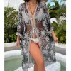 Costumi da bagno da donna Cardigan in pizzo Bikini Cover-Ups Donna Scava fuori Sheer Beach Long Open Front Kimono Abbigliamento per la protezione solare