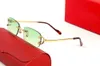 Lunettes de soleil mode carti top gris rouge mode unisexe monture en métal sans monture argent or avec boîte d'origine