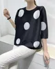 Роскошная и мода Новая футболка для плиссированной плиссированной плиссированной плиссированной с плиссированной печи с 5/4 рукава