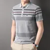 Herenpolo's MLSHP-katoen Zomer herenpolo's Luxe korte mouw Smart Casual Gestreepte mannelijke T-shirts Fashion Golf Man Tees 3XL 230705