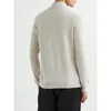 Mens Sweaters Pringle of Scotland Spring Round Neck Cashmere Zipper Long Sleeve White Sweater Pullover