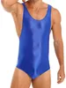 Maillot de bain homme lisse élastique Skintight vêtement sans manches Uneck Catsuit onepiece body fitness lutte maillot de bain Sportswear 230705