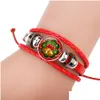 Charm Bracelets Christmas Leather For Women Men Reindeer Tree Santa Claus Bell Snowman Glass Cabochon Bangle Fashion Festival Drop D Dhfro