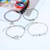 Bangle Bohopan 4 stks/set Mode Licht Paarse Kralen Armbanden Eenvoudige Dubbele Hol Hart Boho Armbanden Voor Geschenken