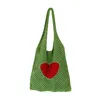 Sacs de soirée Lady Retro Summer Hobo Bag Trendy Heart Knitted Shoulder Mesh Hollow Tote Casual Beach Purse