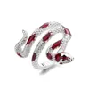 Rood Groen Zwart Drop Glazuur Punk Snake Ringen voor Vrouwen Mannen Retro Zilver Kleur Open Verstelbare Vinger Ringen Mode vrouwelijke Sieraden