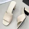 2023 Designer Pure color Square head Slides slippers Womens Luxury 100% leather outdoor Colorful fashion Sandals ladys sexy shallow mouth High-heeled slipper shoes