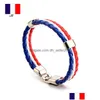 Charm Bracelets Sports Wrap 20 National Flags Braided Pu Leather Rope Wristband Bangle For Football Soccer Fans Jewelry In Bk Drop De Dhsr1