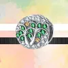 925 Silver Fit Pandora Charm 925 Bracelet Green Zircon Positioning Buckle House Glass Charms Set for Pandora Charms Jewelry 925 Charm Beads Accessories