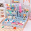 Pencil Cases MINKYS Multifunctional Detachable Combined Pen Holder Desktop Organizer Large Capacity Box 2PCS Free Stickers Stationery 230705