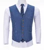 Gilets pour hommes Costumes formels Slim Fit Royal Blue Wastcoat Prom Tweed Tuxedos noirs Veste en laine marine à motifs pour mariage Groomsmen Vest 230705