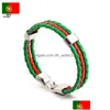 Charm Bracelets Sports Wrap 20 National Flags Braided Pu Leather Rope Wristband Bangle For Football Soccer Fans Jewelry In Bk Drop De Dhsr1