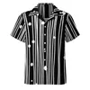 Męskie koszule na co dzień kropki i paski luźna koszula męska plaża biała linia drukuj hawajska odzież uliczna z krótkim rękawem bluzki typu oversize