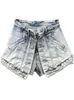 Shorts feminino DEAT sólido feminino falso com duas peças de cintura alta shorts jeans finos estilo street shopping gótico verão GX471 230705