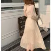 Fritidsklänningar Koreansk Chic Elegant Temperament 2023 Japan Girls A Line Söt Feminin Vestidos Hollow Out Lång Retro Vintage Klänning