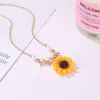 Pendant Necklaces Delicate Sunflower Necklace Imitation Pearls Flower For Women Jewelry Clothes Accessories Gifts