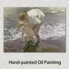 Spanische Landschaft auf Leinwand, Baden am Strand, Joaquin Sorolla Y Bastida, Gemälde, handgefertigt, hochwertige Toilettendekoration