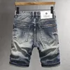 Herren Jeans Sommer Trendy Mode Männer Retro Washed Blue Elastic Ripped Short Homme Vintage Designer Casual Denim Shorts