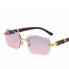 New Square Glasses, Frameless, Trimmed Sunglasses, Women's Fashion Glasses, Gradient Sunscreen Sunglasses