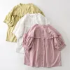 Women's Blouses Sweet Cotton Short Puff Ruffled Sleeve O Neck Shirt Mori Girl Japanese Vintage Edwardian Kawaii Cute Lolita Casual Top