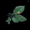 Broches Prachtige Retro Groene Zirkoon Bladeren Vrouwelijke Licht Luxe Creatieve Emaille Bug Broochpins Voor Unisex Jasje Corsage