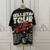Designer modekläder T-shirts T-shirts Amerikansk västkust Trendig Hellstar Star Sliten hel rygg Engelsk tryckt lös kortärmad T-shirt för män Rock Hip hop