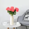 Dekorativa blommor Zinnia konstgjord 10st högklassig ros Enkelt sidentyg Simulering Blomma Hem Bröllopsdekoration Mini