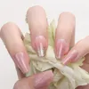 Unhas Postiças Textura Mármore Cônica Quadrada Rosa Ballet Trabalho Falso Imprensa Em Caixão Curto Unha Nu Natural Para Mulheres