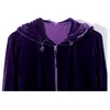 Women's Jackets Real Silk Velvet Spring And Autumn Coat Purple Trendy Hooded Design Retro Everything Matching Loose High-end Top